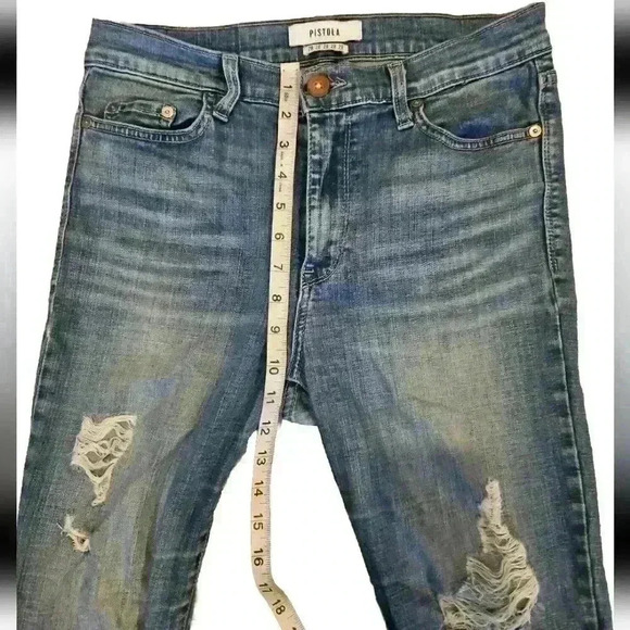 Pistola Womens Light Wash Skinny High Rise Distressed Jeans 28 - Picture 11 of 13